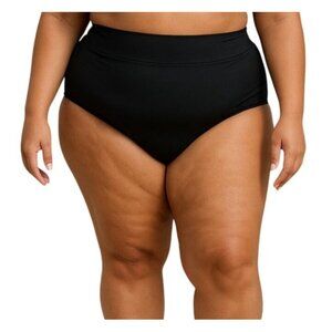 St Johns Bay Black Banded Tummy Control Swim Bottom Plus Size 22W Stylish Fit